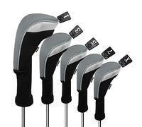 Andux Juego de 5 Fundas para Cabeza de Palo de Golf de 460 CC, Color Negro y Gris