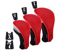 Andux Juego de Cubiertas de Cabeza de Madera para Palos de Golf de 460cc, 3 Unidades Rojo
