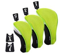 Andux Juego de Cubiertas de Cabeza de Madera para Palos de Golf de 460cc, 3 Unidades Verde