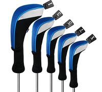 Andux Juego de Cubiertas de Cabeza de Madera para Palos de Golf de 460cc, Cuello Largo, 5 Unidades Azul