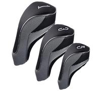 Andux - Juego de fundas para cabezas de madera 460 cc conductor con gancho & loop y cuello largo Pack de 3, Negro / Gris
