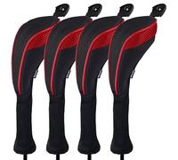 Andux Lote de 4 Fundas Protectoras de Cuello Largo para Cabezas de Palos de Golf CTMT-01 Rojo