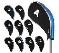 Andux Nuevo diseño Funda de Palo de Golf hierros con Cremallera 10pcs/Set MT/YB01 Negro/Azul