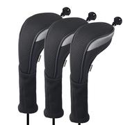 Andux - Pack de 3 Fundas para Cabezales de Palos de Golf, n.º de Etiqueta Intercambiable CTMT-02, Negro