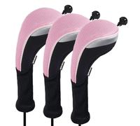 Andux - Pack de 3 fundas para cabezales de palos de golf, n.º de etiqueta intercambiable CTMT-02, rosa
