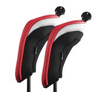 Andux Paquete de 2 Fundas híbridas de Malla para Cabeza de Palo de Golf con Esfera número de Etiqueta Rojo