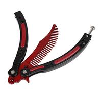 Andux Zone plegable curvado de acero inoxidable con tapa truco práctica herramienta estilo peine CS/hdd38, rojo