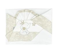 Andy & Helen Juego Completo de sábanas para Cuna/capazo Bordado + Bajera con elásticos y Funda de Almohada, Color Crema