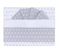 Andy & Helen Juego de 3 piezas Maxi cuna. Encimera + Bajera con elásticos para cuna de lado cama + funda de almohada todo en fantasía estrellas, gris