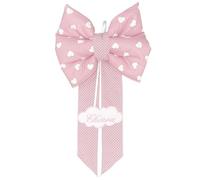 Andy & Helen - Lazo de nacimiento personalizado con nombre bordado, relleno de tela de algodón fantasía con nube (rosa, corazones)