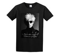 Andy Warhol V Picture Celebrity T-Shirt Graphic tee Printed Top Mens Black Shirt L