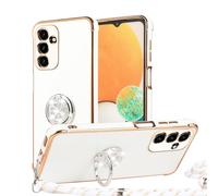 ANDYNBCASE 1x Funda con Cuerda para Samsung Galaxy A55 5G Funda con Cordón TPU Silicona Carcasa con Correa Funda Collar Correa Carcasa Antigolpes Funda Protectora Case con Anillo Soporte-Blanco