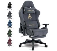 Andyou Silla Gaming, Silla para Videojuegos, Ergonómica Silla de Oficina con Reposapiés, Silla de PC Transpirable con Cojín Lumbar Ajustable, Almohada y Reposabrazos, soporta hasta 150 kg, Gray