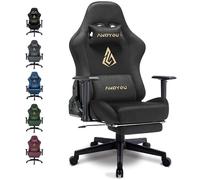 Andyou Silla Gaming, Silla para Videojuegos, Ergonómica Silla de Oficina con Reposapiés, Silla de PC Transpirable con Cojín Lumbar Ajustable, Almohada y Reposabrazos, soporta hasta 150 kg, Negro