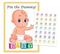 AndysCrafts Juego Pin The Dummy On The Baby para 35 jugadores, una alegre actividad de baby shower