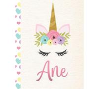 Ane: Personalized Unicorn Sketchbook For Girls With Pink Spanish/Mexican/Latina Name - 8.5x11 110 Pages. Doodle, Draw, Sketch, Create!