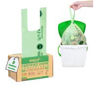 Aneco bolsas de desechos de alimentos compostables 3 galones con manijas (30 recuentos) bolsas de compost extra fuertes para contenedor de encimera d