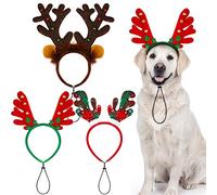ANECO Paquete de 3 Diademas de Reno de Navidad para Cachorros, Cuernos de Navidad, Accesorio de Disfraz para Mascotas