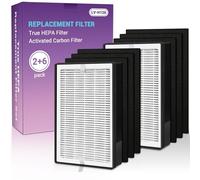Aneedmore LV-H126 - Filtro de repuesto para purificador de aire LEVOIT LV-H126. 2 filtros HEPA (H13) verdaderos + 6 filtros de carbón activado. LV-H126-RF