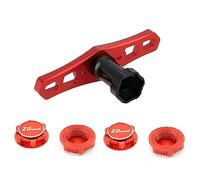 aneegfpv Llave de tuerca de rueda de 17 mm con 4 tuercas de neumáticos, llave cruzada de reparación de manga hexagonal roja, herramientas RC para coches RC de 1/8 RC Monster Trucks Off Road Buggy