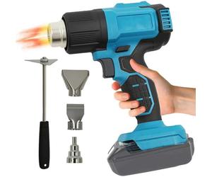 ANEELV Pistola de aire caliente inalámbrica 350W - Compatible con batería Ma-kita de 18V, soplador de aire caliente de 86-1022℉ para bricolaje, incluye 3 boquillas y raspador, sin batería
