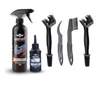 ANEFORT BIKE - Kit desengrasante cadena bicicleta - 6 en 1 Kit de Limpieza Bicicleta - Spray Limpiador Cadena Bicicleta 500 ml - Lubricante Ceramico 125 ml - Cepillos Limpieza Cadena