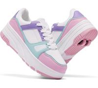 ANEFUN Niños Niñas Zapatos con Ruedas Patines Niños Patines Zapatos con 4 Ruedas Extraíbles, Cómodo Zapatos Deportivos al Aire Libre para Niños, Wmp 1135, 38 EU