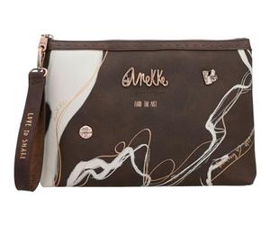 Anekke - Billetero de Mujer - Bolso de Mano de Polipiel con 2 Compartimentos y Cierre de Cremallera - Color Marrón Shoen - Accesorios y Complementos de Mujer - Medidas 22x17x10 cm