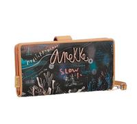 Anekke - Billetero de Mujer - Cartera Grande - Billetera de Polipiel con Cierre de Cremallera y de Lengüeta - Colección Mediterranean - Accesorios y Complementos - 18 x 10 x 2 cm
