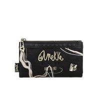 Anekke - Billetero Flexible de Mujer - Protección RFID - Billetera de Polipiel con Cierre de Cremallera y Lengüeta - Color Negro Shoen - Accesorios y Complementos Mujer - Medidas 18x10x3 cm