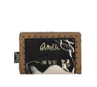 Anekke - Billetero Flexible de Mujer - Protección RFID - Billetera de Polipiel con Cierre de Cremallera y Lengüeta - Color Negro Shoen - Accesorios y Complementos Mujer - Medidas 14x10x2 cm