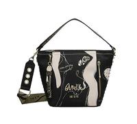 Anekke - Bolso Mediano de Mujer - Bolso de Hombro de Polipiel para Mujer con Asa de Hombro y Bandolera - Color Negro Shoen - Accesorios y Complementos Mujer - Medidas 18x22x15 cm