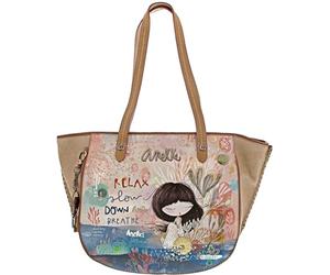 Anekke - Bolso Shopper de Mujer - Bolso de Mano Mediano Polipiel con 2 Asas y Bolsillos - Cierre de Cremallera - Colección Mediterranean - Accesorios y Complementos de Mujer - Medidas 40x28x11 cm