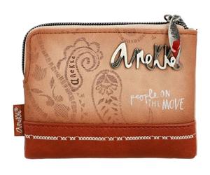 Anekke - Cartera flexible con diseño de flores (13 x 9 x 4 cm), color camel, verde, 13 x 9 x 4 cm