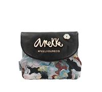 Anekke - Monedero de Mujer Tarjetero Mediano Cartera Mano Polipiel con Cierre de Solapa y Boquilla Billetera de Mujer Mediana Colección Woods Accesorios y Complementos 13x10x2 cm, Negro, Talla única