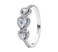 Pandora Anillo para mujer Trilogía de Corazones y Halo 194413C01 Plata de Ley 925 50