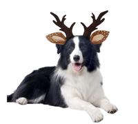 Anelekor Disfraz de ciervo para perro, divertido disfraz de cuernos para perro, diadema de Navidad, cachorro, gato, alce, ajustable, accesorios de cabeza de perro, disfraz de reno para mascotas,