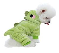 Anelekor Disfraz de dinosaurio para perro, pijama de invierno para perros pequeños, sudadera con capucha cálida para cachorros, abrigo azul para clima frío para gato, ropa cálida para mascotas para