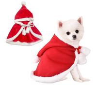 Anelekor Disfraz de Navidad para perro, capa de Navidad roja para cachorro, disfraz de Papá Noel, capa para perro, ropa divertida para mascotas, accesorios de disfraz de Navidad para gatos, perros