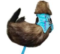 Anelekor Juego de arnés y correa para hurón de mezclilla, chaleco de animales pequeños con campana segura y alas, ropa para caminar para bebé, conejo, cobaya, taza de té, chihuahua, ratón y otras