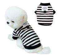 Anelekor Suéter de otoño para perro con anillo de correa, camisa cálida a rayas para cachorros para perros pequeños, niñas, niños, gatos, ropa de invierno para mascotas, abrigo para clima frío (negro
