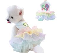 Anelekor Traje de Pascua para perro con letras bordadas de mi primera Pascua, vestido de cachorro de arcoíris, tutú para perros pequeños, ropa elegante para chihuahua, yorkie, caniche pomerania