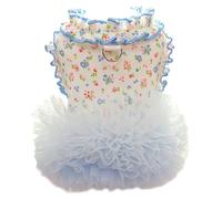 Anelekor Vestido azul para perro, ropa de verano para cachorros, para perros pequeños, traje de primavera para gato, vestido de fresa, sin mangas, para gato, gatito, chihuahua, pomerania, yorkie