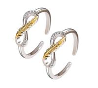 Anello di piume aperto commemorativo, anello di piume infinito regolabile, gioielli di amicizia ispiratori per donne Specifiche: (2pcs)