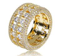 Anello Hip Hop Cz Hip Hip Hip Hip con doppia Riga - anello di dichiarazione di Moda ghiacciato per uomini e Donne