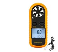 Anemómetro digital portátil y medidor de temperatura, mide aire para velocidad de hasta 30 m/s con Beaufort para escala, función de retención de datos para deportes al aire libre