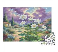 Anemone Recycled Paper Jigsaw Puzzle White Lilies in Cottage Garden for Adults 14-99 Years Educational Game Challenge 52x38cm/1000pcs