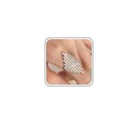 Aneneiceera Anillos de escudo de cristal vintage, anillos de armadura de circonita cúbica dorada, anillo completo de circonita cúbica, anillo de nudillos, anillo punk ajustable, joyería gruesa para