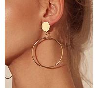Aneneiceera Pendientes bohemios con diseño de círculo calado grande con lentejuelas colgantes de oro calado, aretes simples y elegantes para fiestas diarias, joyería de boda para mujeres y niñas
