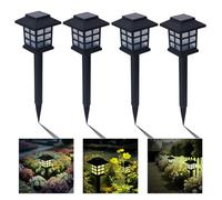 Anern 4PCS Lámpara Solar LED Exterior Jardín 1W 3.7V Luces Solares Jardín Luz Cálida Automática Recargable IP55 Lámpara Solar de Suelo para Caminos Césped Terraza Patio